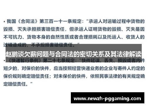 赵鹏谈欠薪问题与合同法的密切关系及其法律解读 赵鹏谈欠薪问题与合同法的密切关系及其法律解读